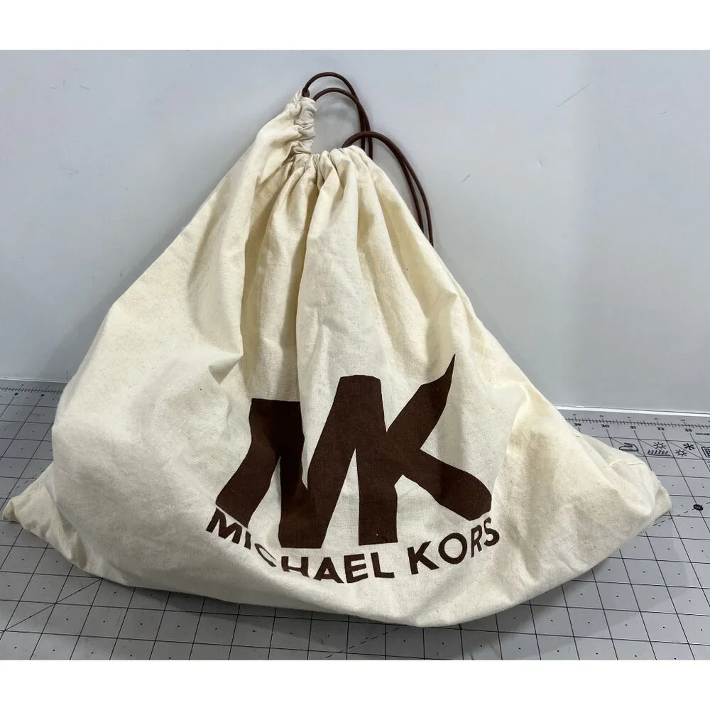 Michael Kors Gold Leather Shoulder Bag w/ Chain Accent & Canvas Storage Bag MK - Picture 13 of 13